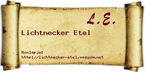 Lichtnecker Etel névjegykártya